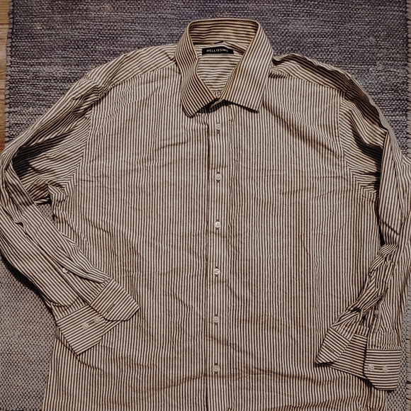 Mens Used Bellissimo Sz 32/33 Casual Dress Button Down Gray/White Stripe Shirt - Picture 3 of 3